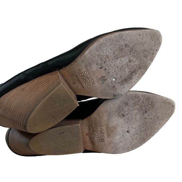 Eileen Fisher Leather Western Demi Wedge Bootie Size 9 - Picture 7 of 9